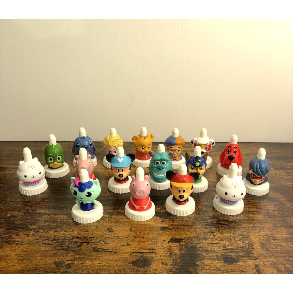 Good 2 Grow Juice Toppers Mixed Characters (Mickey, Stitch, Sully...)  LOT OF 17